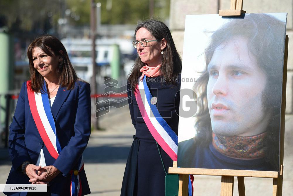 Anne Hildalgo Inaugurates The Jim Morrison Footbridge - Paris