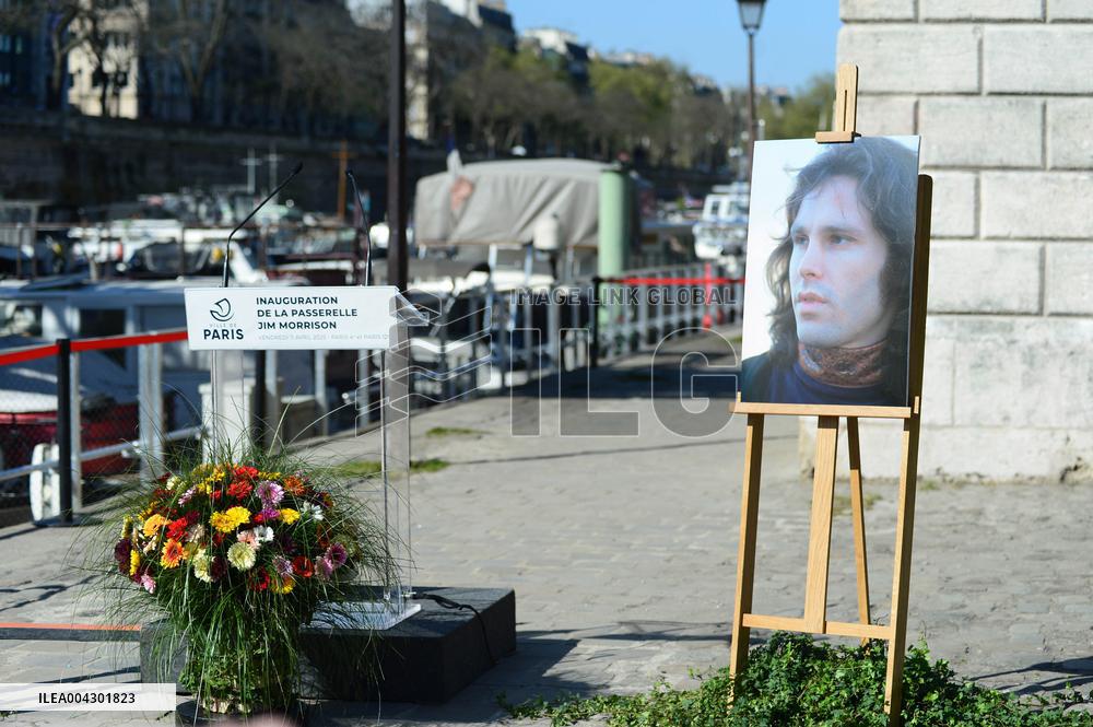 Anne Hildalgo Inaugurates The Jim Morrison Footbridge - Paris