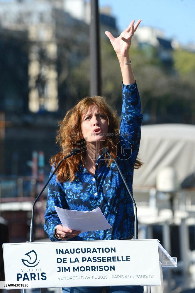Anne Hildalgo Inaugurates The Jim Morrison Footbridge - Paris