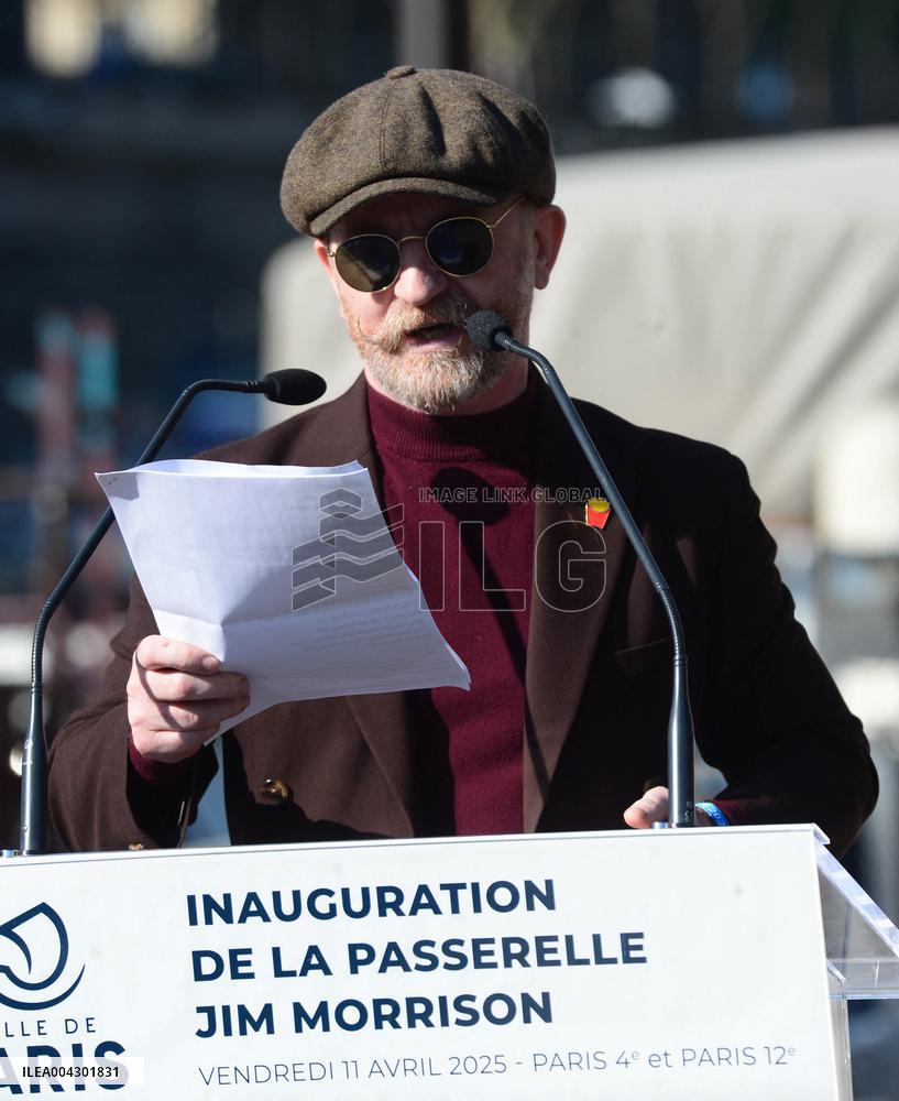 Anne Hildalgo Inaugurates The Jim Morrison Footbridge - Paris