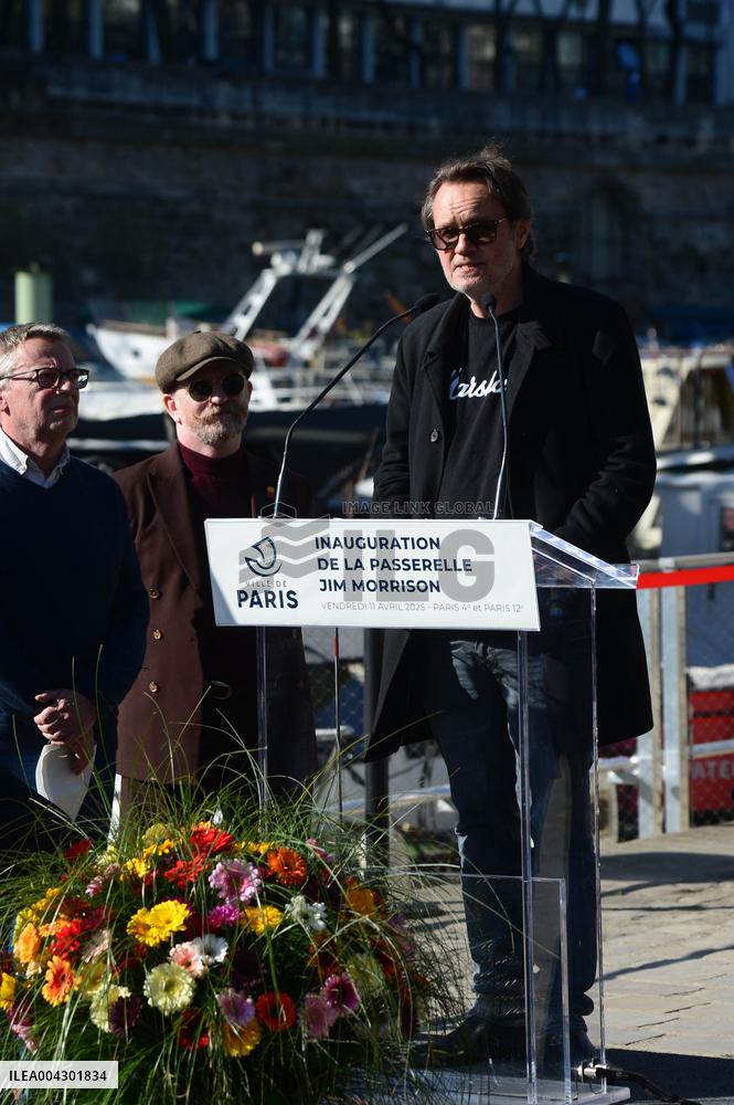 Anne Hildalgo Inaugurates The Jim Morrison Footbridge - Paris