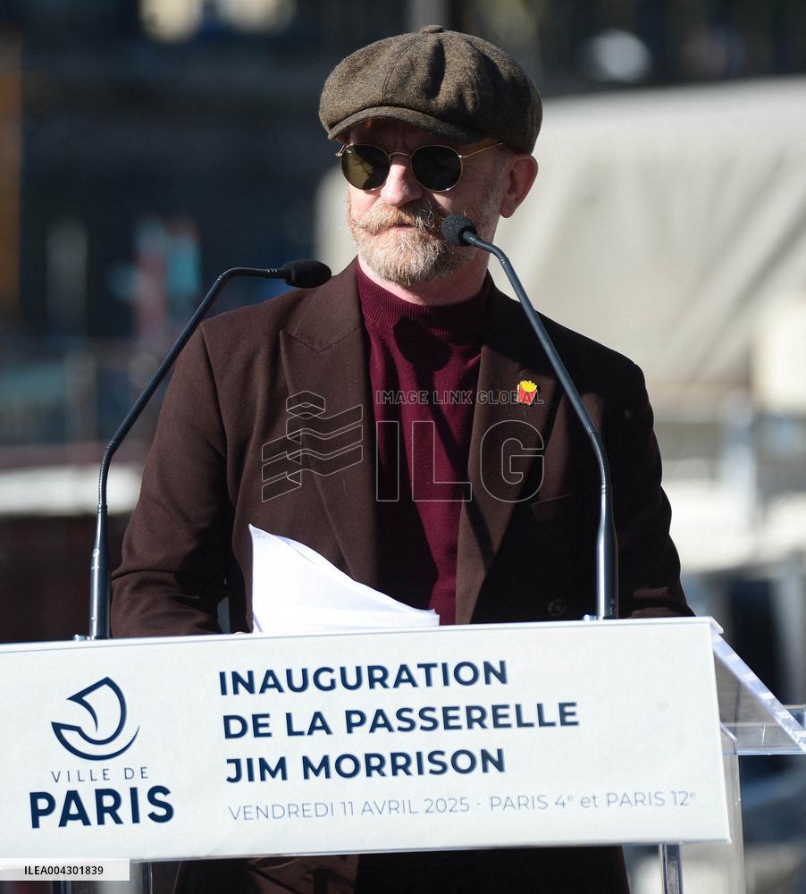 Anne Hildalgo Inaugurates The Jim Morrison Footbridge - Paris