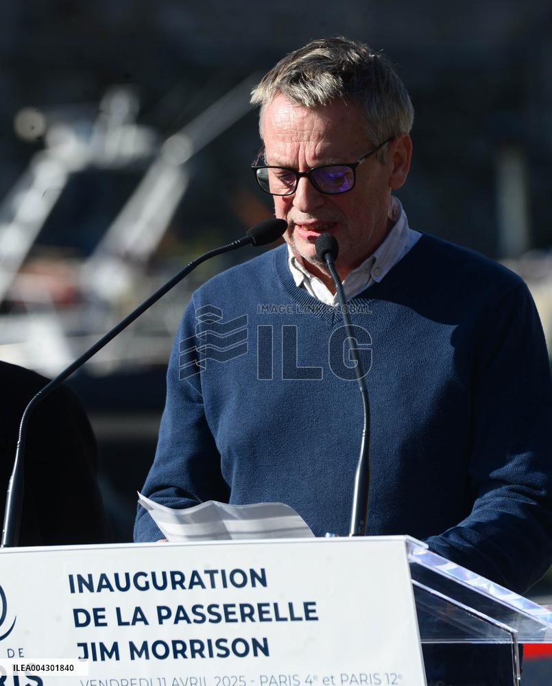Anne Hildalgo Inaugurates The Jim Morrison Footbridge - Paris