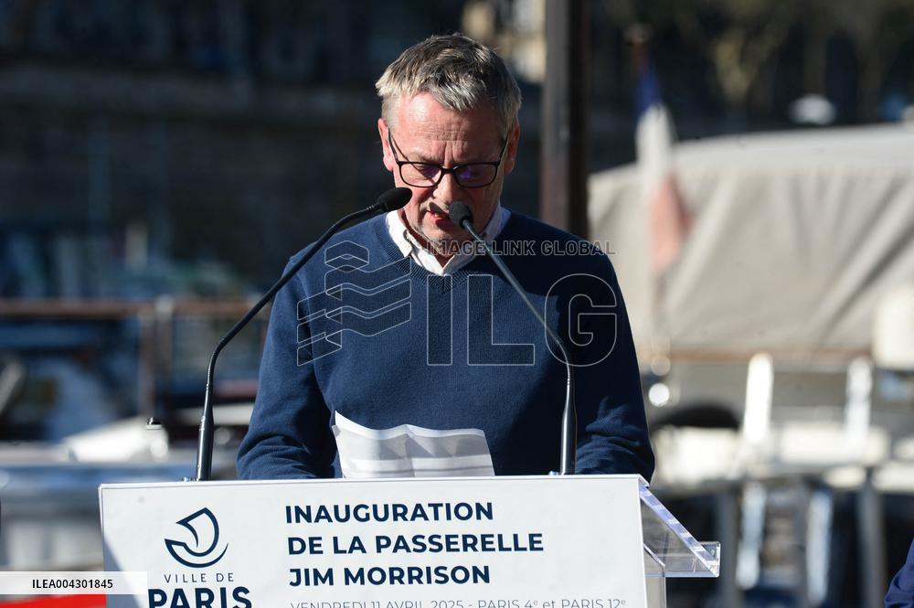 Anne Hildalgo Inaugurates The Jim Morrison Footbridge - Paris
