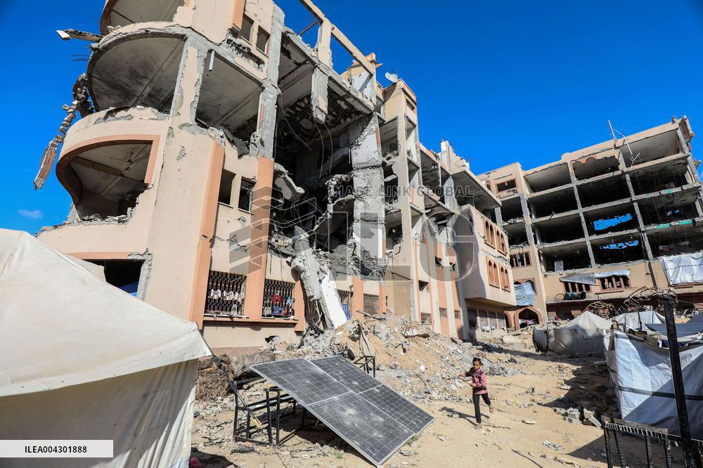 Damaged University Shelter - Gaza