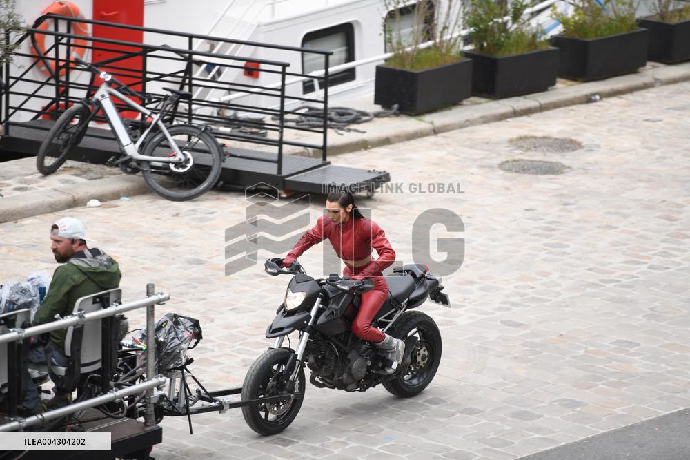 Bella Hadid on The Set of The Beauty Series - Paris