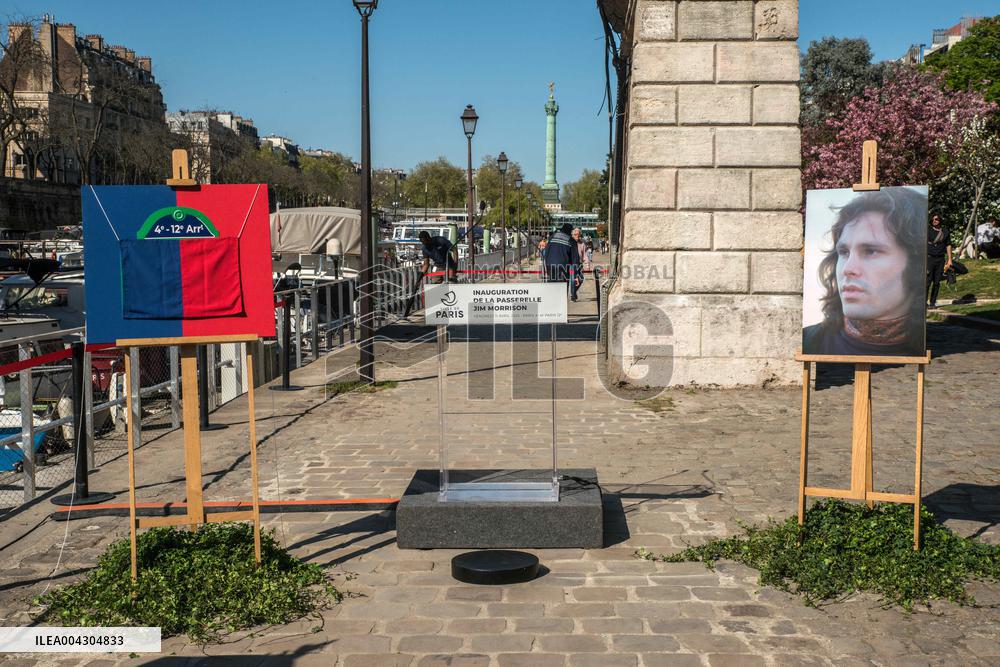 Anne Hidalgo Inaugurates The Jim Morrison Footbridge - Paris