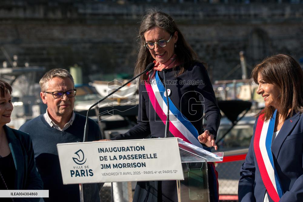 Anne Hidalgo Inaugurates The Jim Morrison Footbridge - Paris