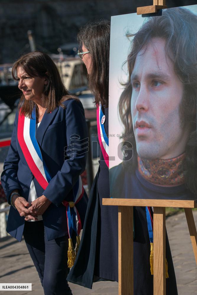 Anne Hidalgo Inaugurates The Jim Morrison Footbridge - Paris