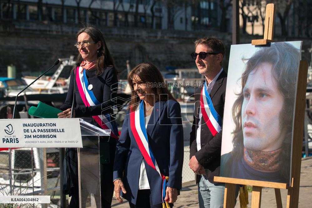 Anne Hidalgo Inaugurates The Jim Morrison Footbridge - Paris