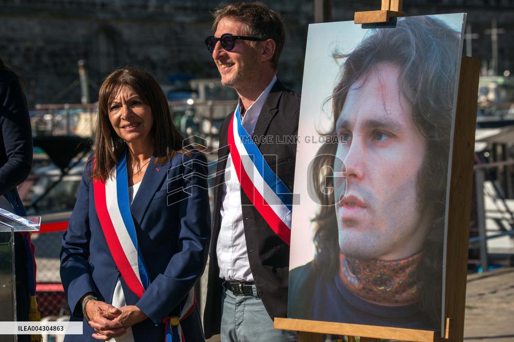 Anne Hidalgo Inaugurates The Jim Morrison Footbridge - Paris