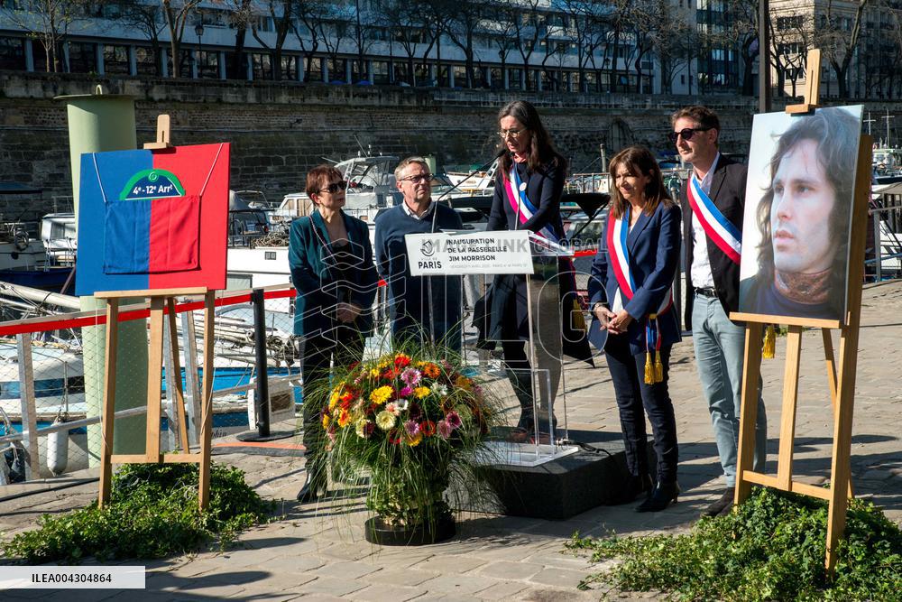 Anne Hidalgo Inaugurates The Jim Morrison Footbridge - Paris