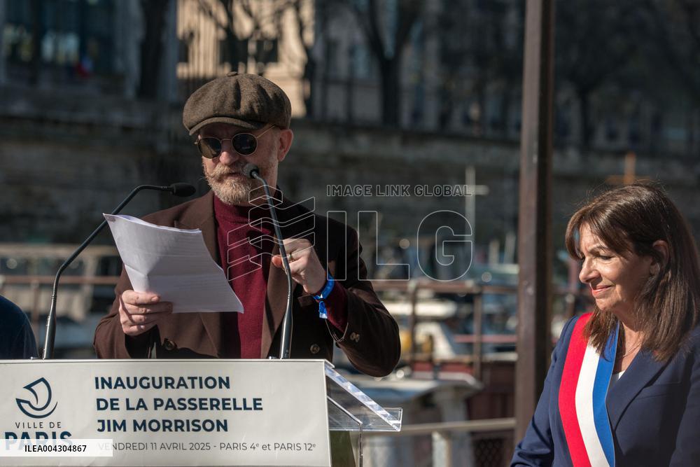 Anne Hidalgo Inaugurates The Jim Morrison Footbridge - Paris