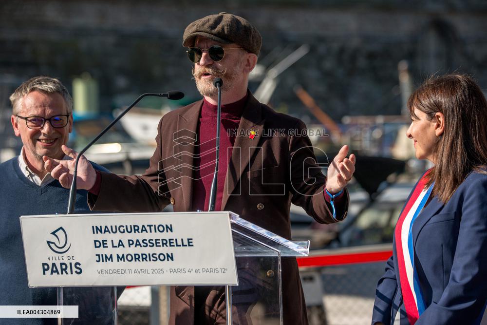 Anne Hidalgo Inaugurates The Jim Morrison Footbridge - Paris