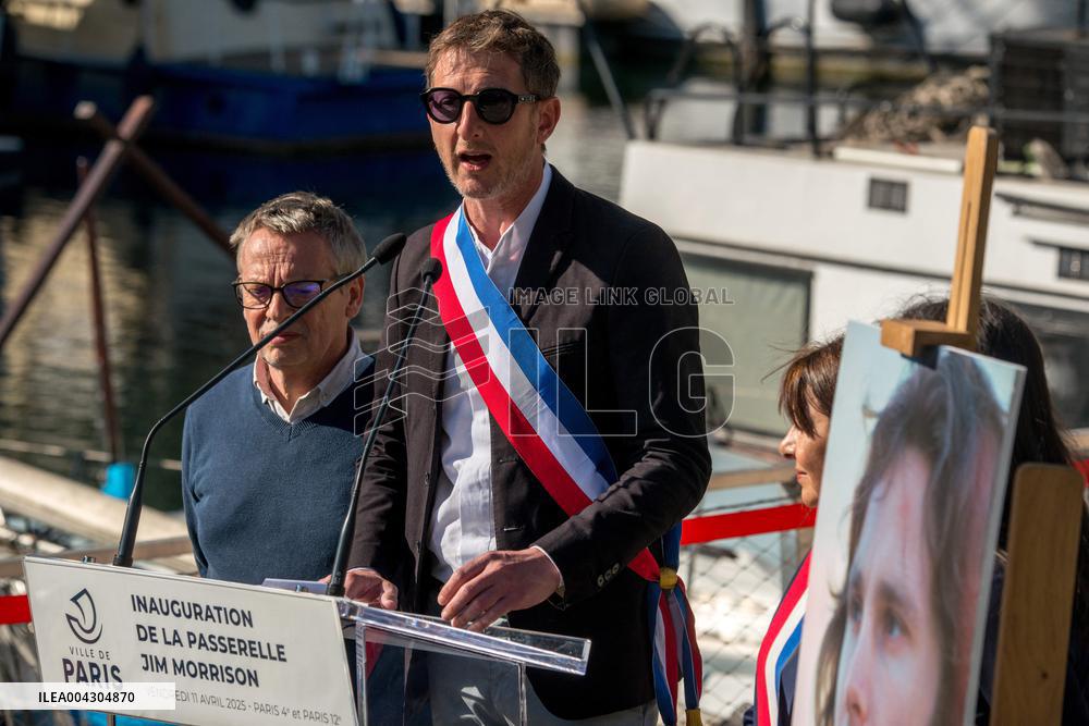 Anne Hidalgo Inaugurates The Jim Morrison Footbridge - Paris