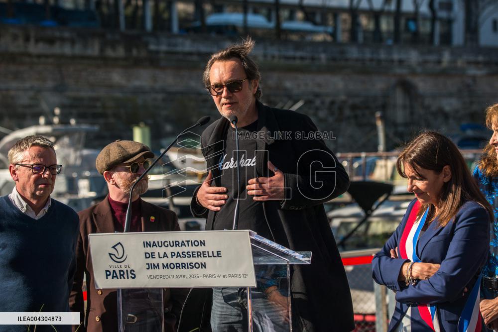 Anne Hidalgo Inaugurates The Jim Morrison Footbridge - Paris