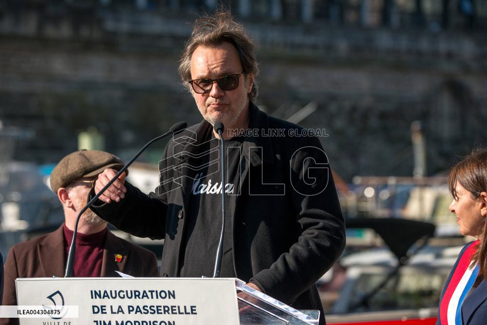 Anne Hidalgo Inaugurates The Jim Morrison Footbridge - Paris