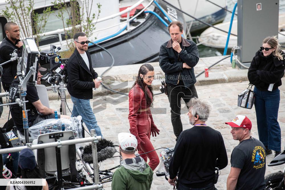 Bella Hadid on The Set of The Beauty Series - Paris