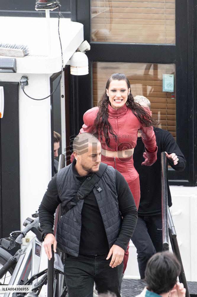 Bella Hadid on The Set of The Beauty Series - Paris