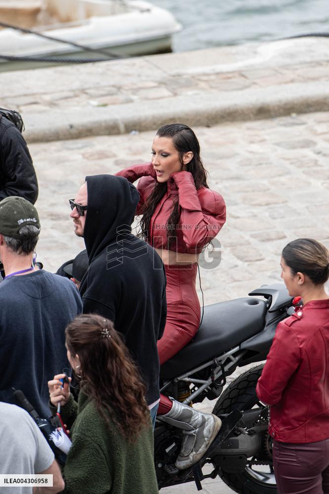 Bella Hadid on The Set of The Beauty Series - Paris