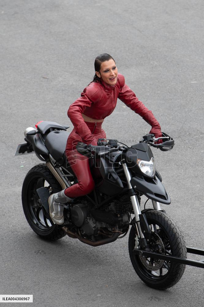 Bella Hadid on The Set of The Beauty Series - Paris