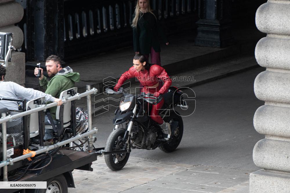 Bella Hadid on The Set of The Beauty Series - Paris