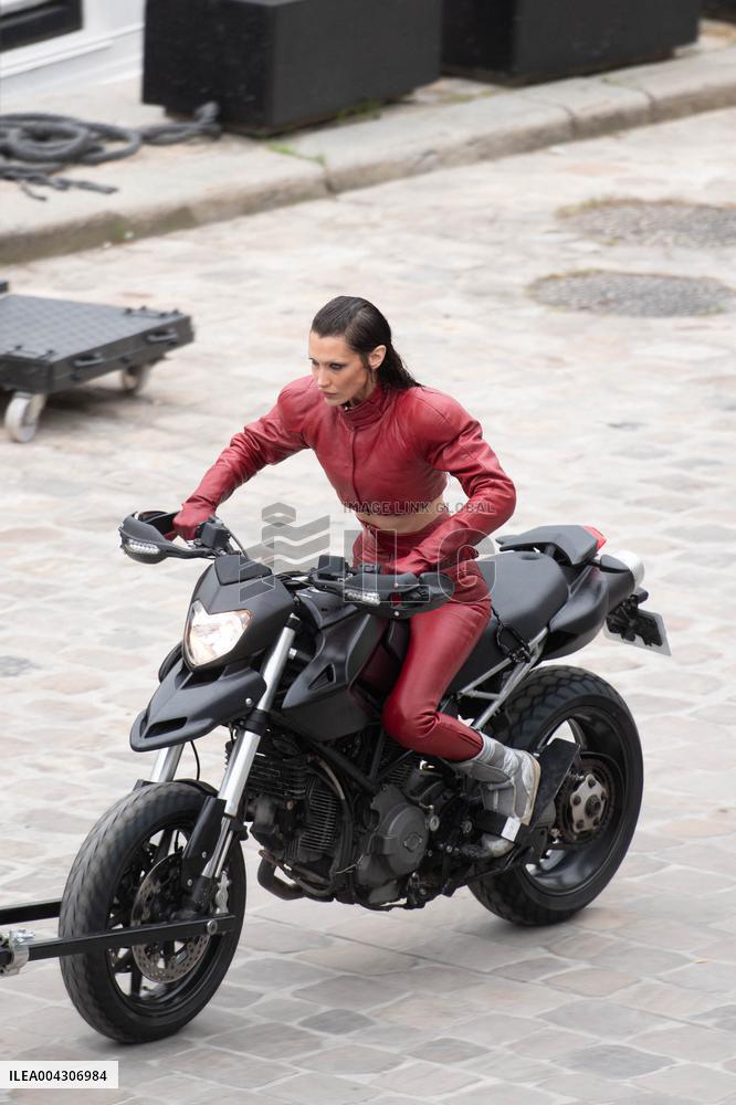 Bella Hadid on The Set of The Beauty Series - Paris