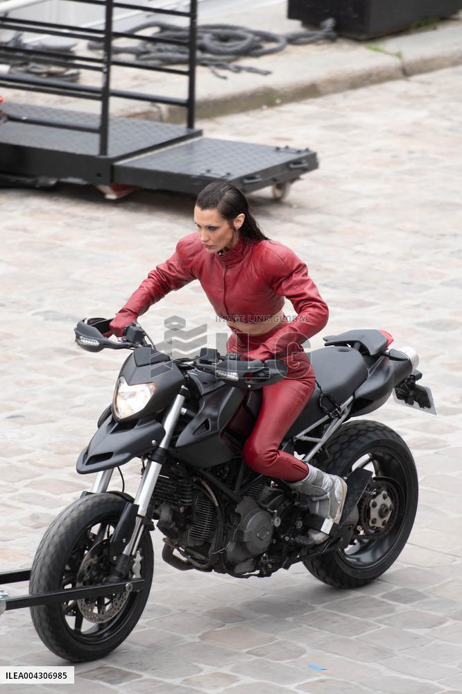 Bella Hadid on The Set of The Beauty Series - Paris