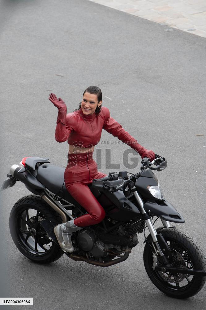 Bella Hadid on The Set of The Beauty Series - Paris