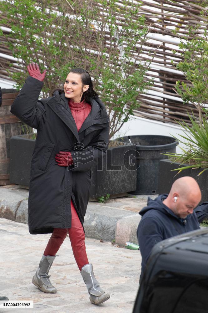 Bella Hadid on The Set of The Beauty Series - Paris