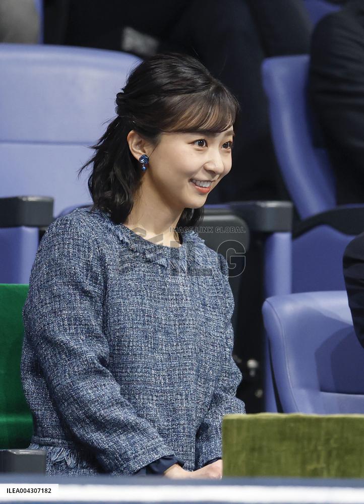 Princess Kako watches tennis match