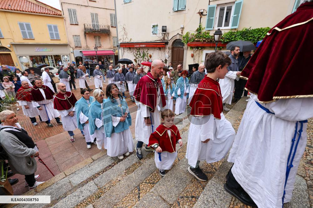 Christian Blessing Ceremony Of Branches In Calvi