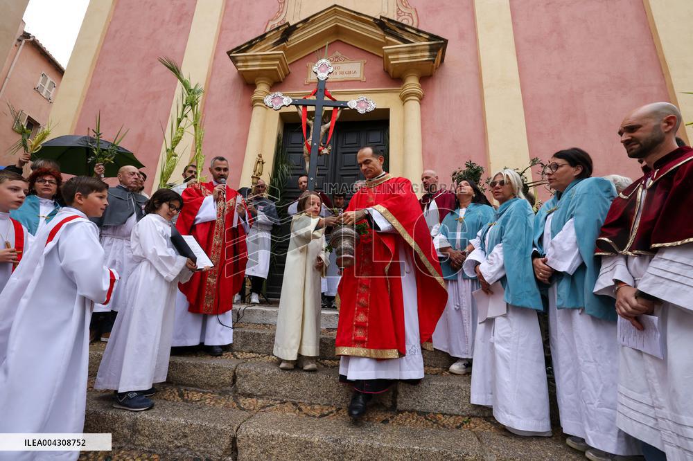 Christian Blessing Ceremony Of Branches In Calvi