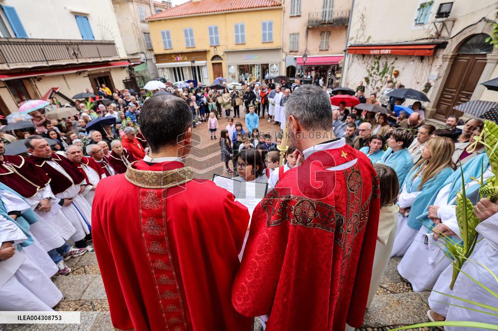 Christian Blessing Ceremony Of Branches In Calvi