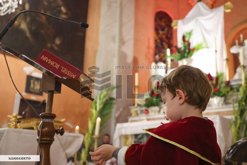 Christian Blessing Ceremony Of Branches In Calvi