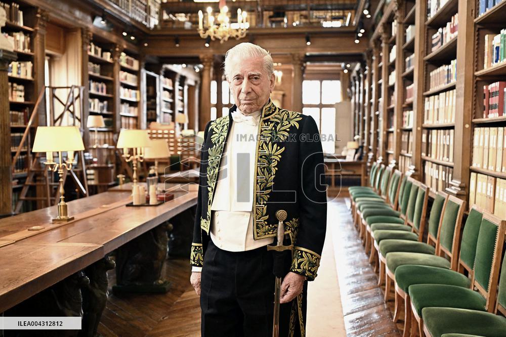 Nobel Prize Mario Vargas Llosa Enters The French Academy - Paris