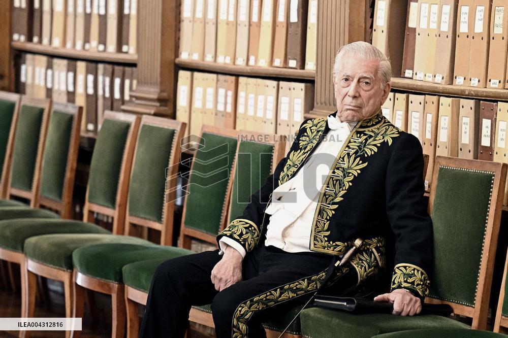 Nobel Prize Mario Vargas Llosa Enters The French Academy - Paris