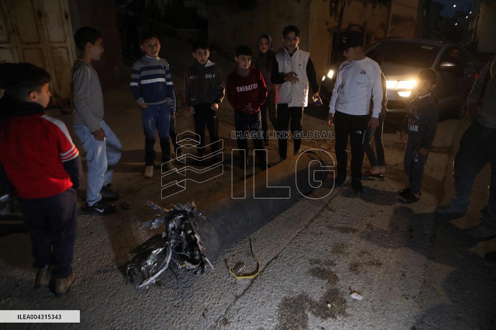 A missile interception which has fallen in West Bank