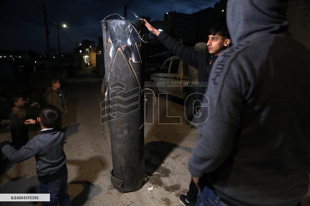 A missile interception which has fallen in West Bank