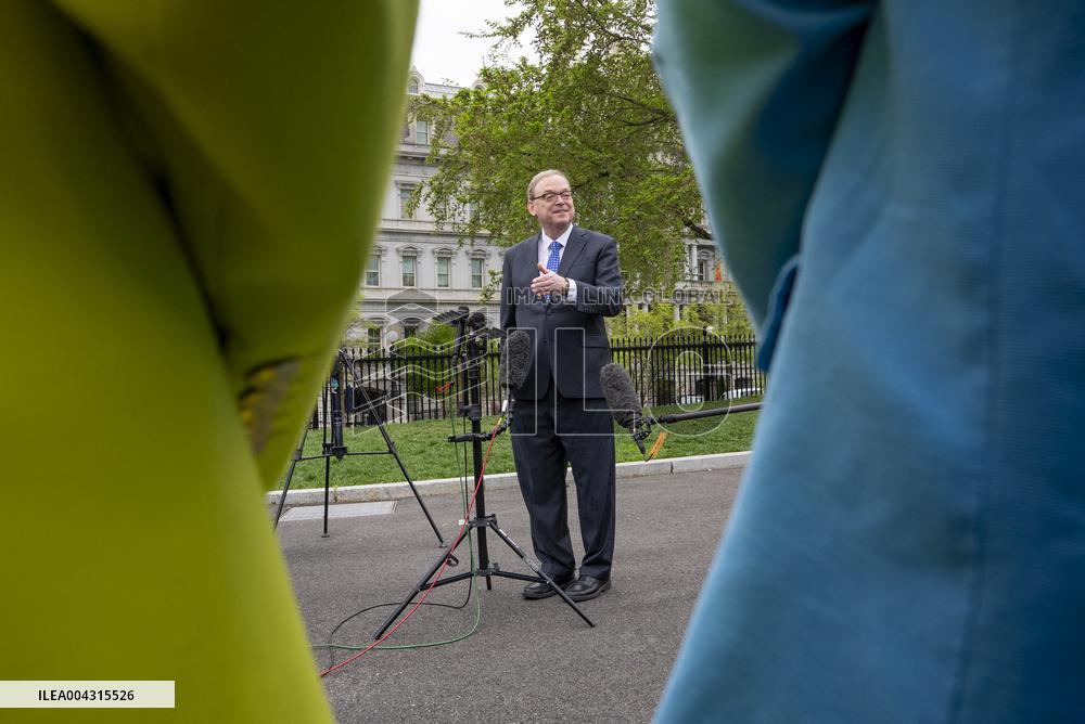Director of the National Economic Council Kevin Hassett Speaks to Reporters