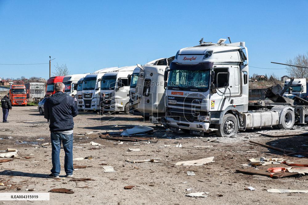 Aftermath of Russian drone attack in Odesa