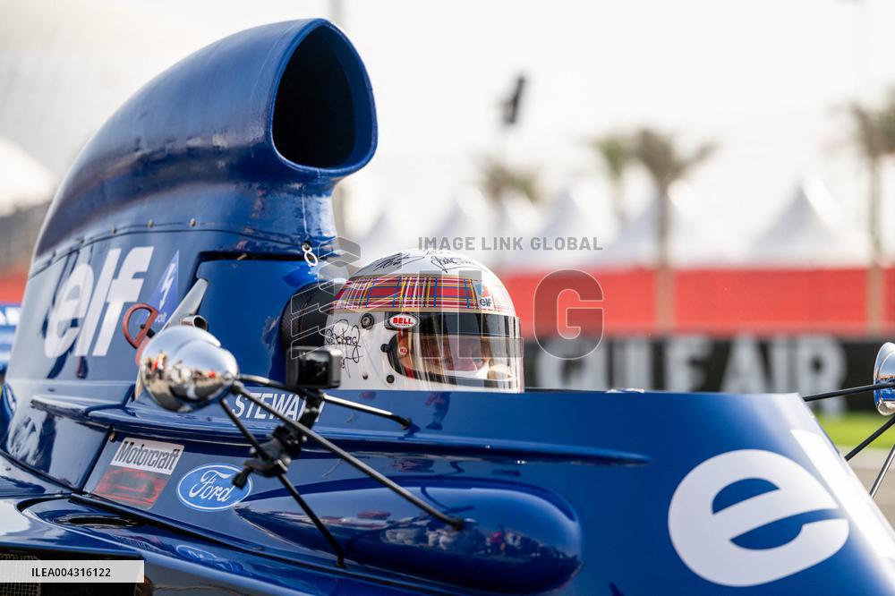 Jackie Stewart drives 1973 title-winning Tyrrell in emotional demo run at Bahrain GP