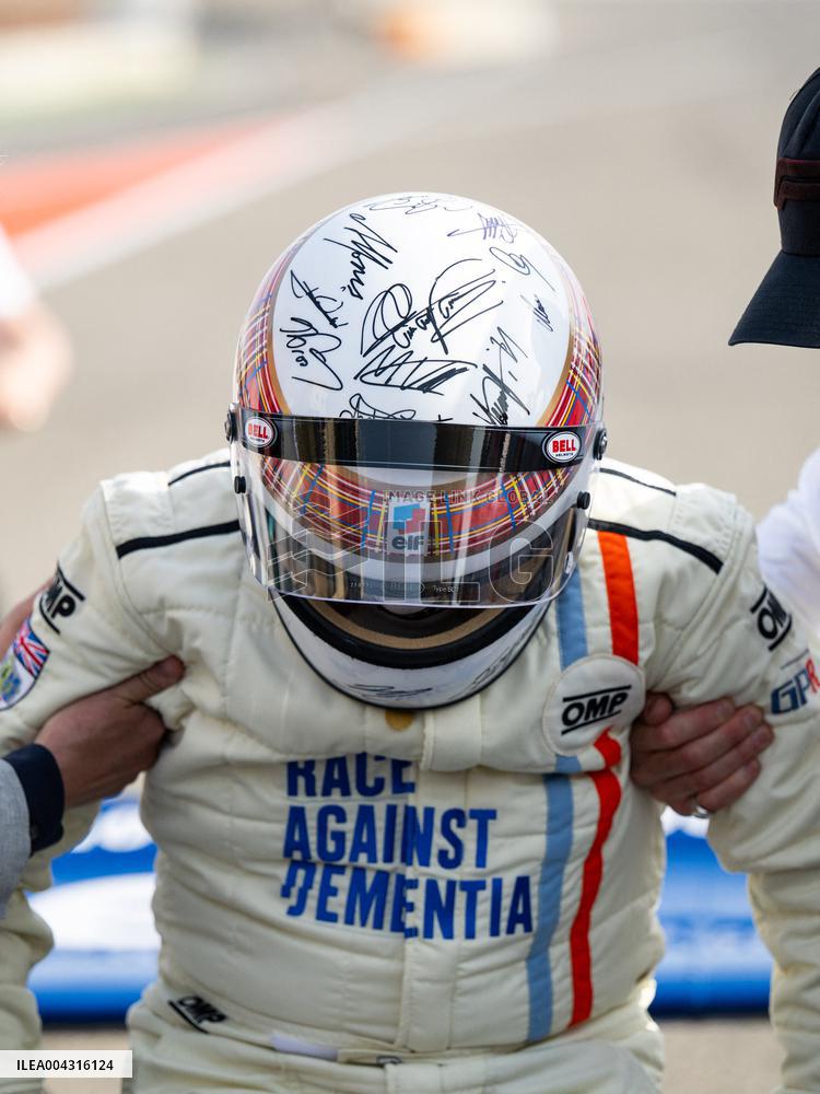 Jackie Stewart drives 1973 title-winning Tyrrell in emotional demo run at Bahrain GP