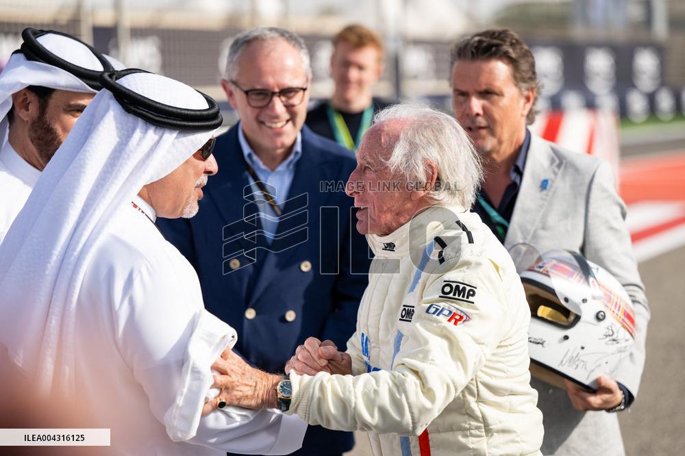 Jackie Stewart drives 1973 title-winning Tyrrell in emotional demo run at Bahrain GP
