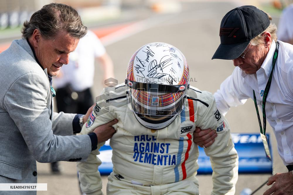 Jackie Stewart drives 1973 title-winning Tyrrell in emotional demo run at Bahrain GP