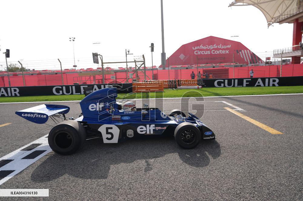 Jackie Stewart drives 1973 title-winning Tyrrell in emotional demo run at Bahrain GP
