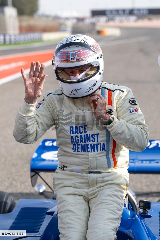 Jackie Stewart drives 1973 title-winning Tyrrell in emotional demo run at Bahrain GP