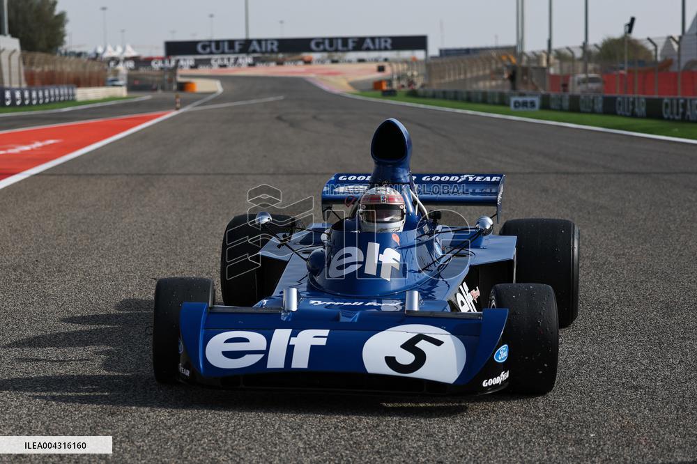 Jackie Stewart drives 1973 title-winning Tyrrell in emotional demo run at Bahrain GP