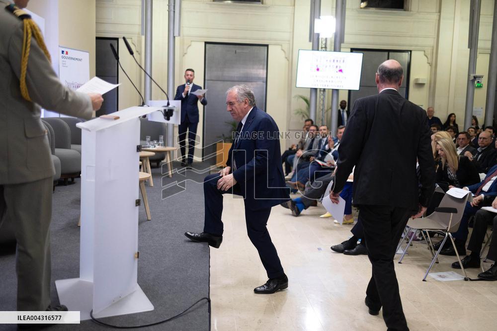 Francois Bayrou takes part in the Roquelaure of Territorial Insurability - Paris