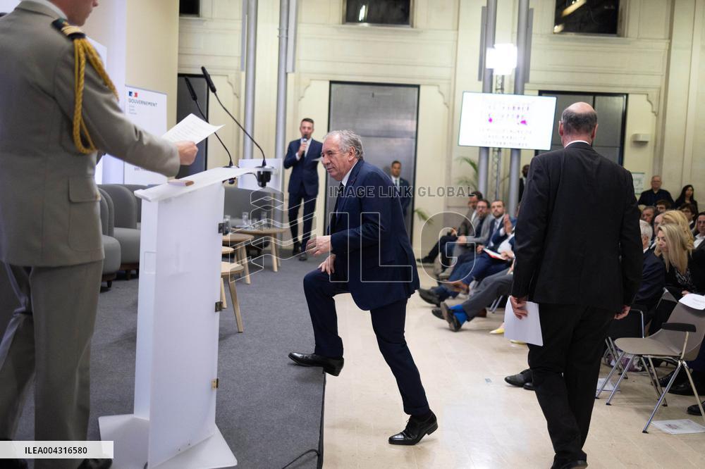 Francois Bayrou takes part in the Roquelaure of Territorial Insurability - Paris